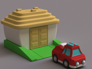 car and garage Model 3D