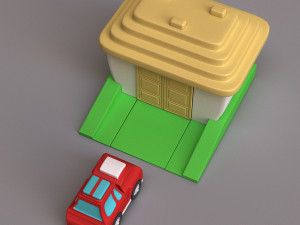 car and garage Model 3D