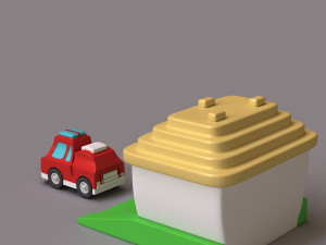 car and garage Model 3D