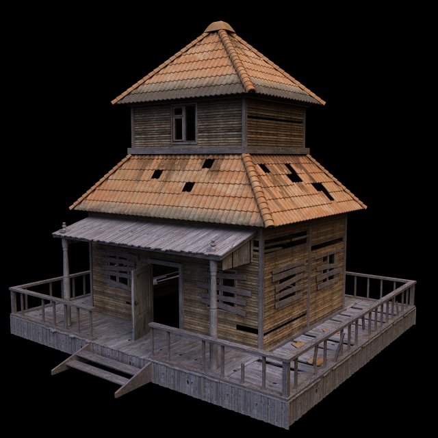 old house Model 3D .c4d .max .obj .3ds .fbx .stl .blend 