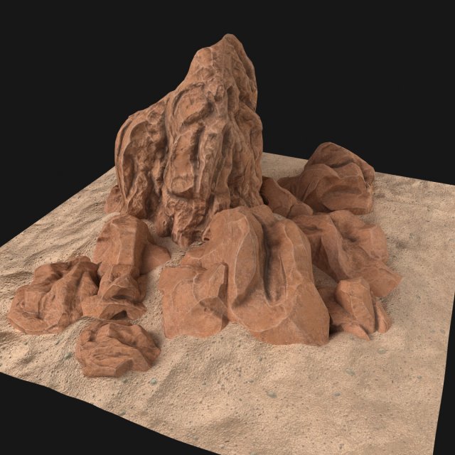 rock desert Model 3D .c4d .max .obj .3ds .fbx .stl .blend 