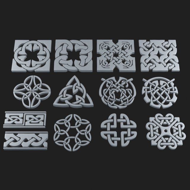 celtic ornament pack 2 3D Модель .c4d .max .obj .3ds .fbx .stl .blend 