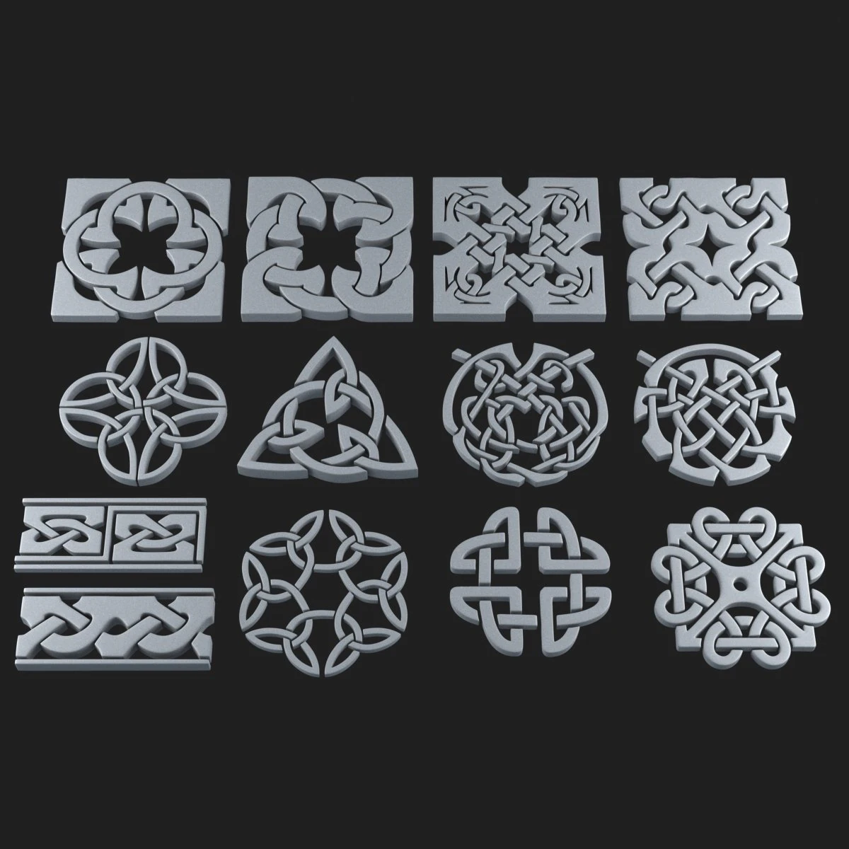 celtic ornament pack 2 3D Model .c4d .max .obj .3ds .fbx .stl .blend 
