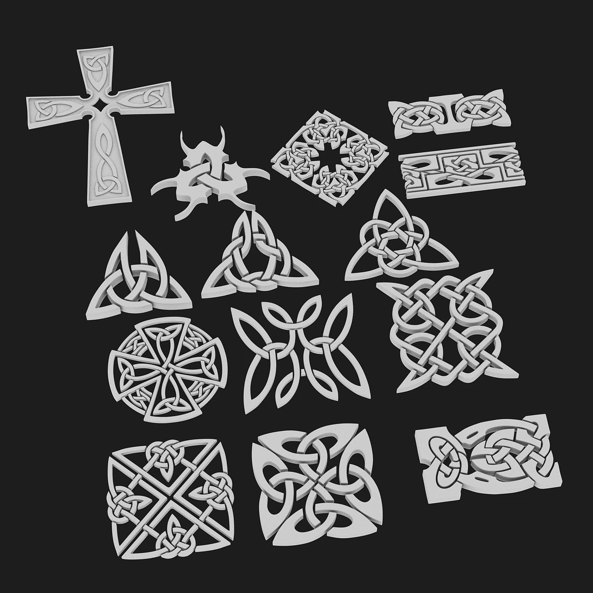 celtic ornament pack 3 3D Model .c4d .max .obj .3ds .fbx .stl .blend 