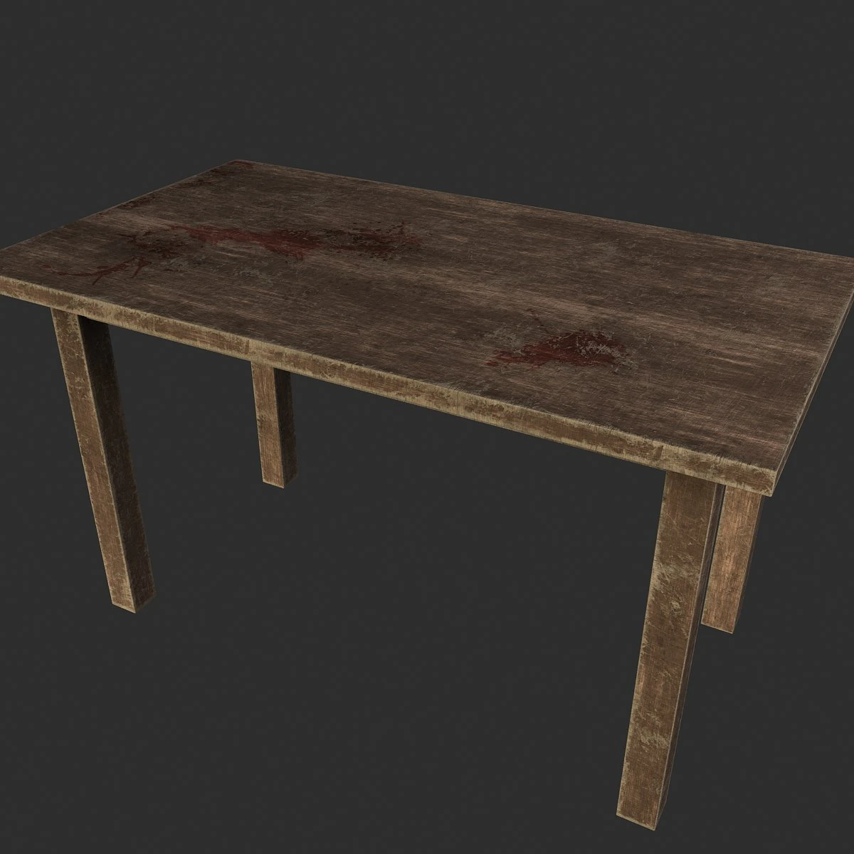 old wooden table 3D Model .c4d .max .obj .3ds .fbx .stl .blend 