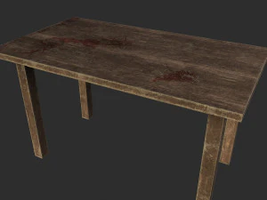 旧木桌 3D 模型