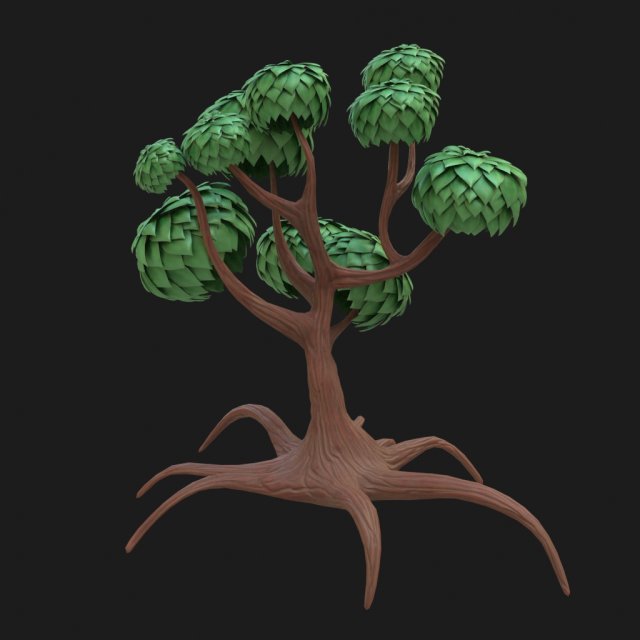 cartoon tree Model 3D .c4d .max .obj .3ds .fbx .stl .blend