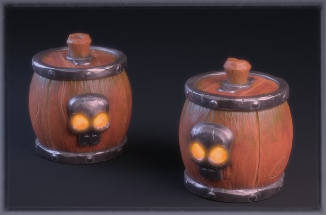 skull barrel 3D Model .c4d .max .obj .3ds .fbx .stl .blend 