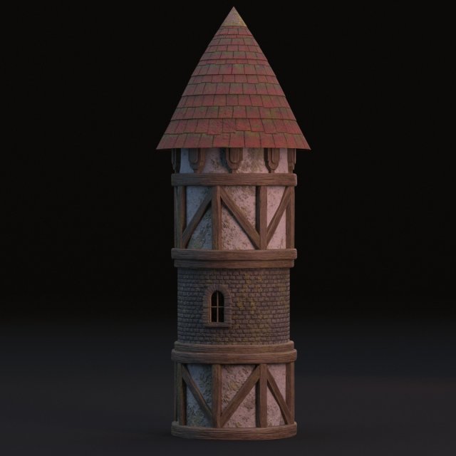 medieval tower Model 3D .c4d .max .obj .3ds .fbx .stl .blend 