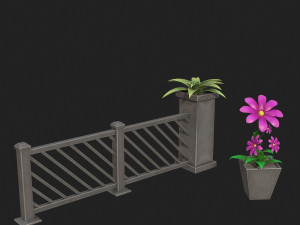 Fence with flowers 3D Model