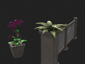 Fence with flowers 3D 模型