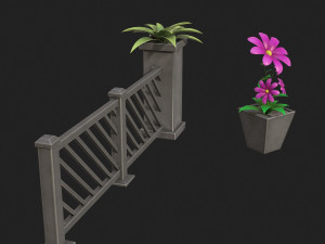 Fence with flowers 3D 模型