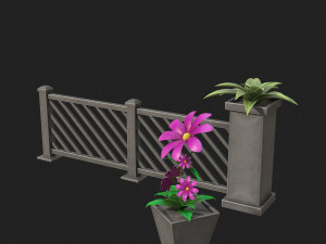 Fence with flowers 3D 模型