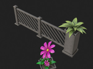 Fence with flowers 3D 模型