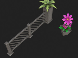 Fence with flowers 3D 模型