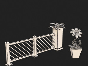 Fence with flowers 3D 模型