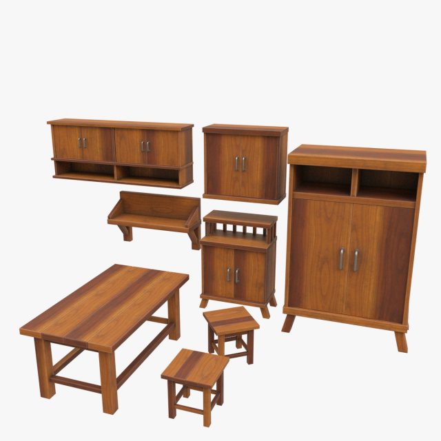 furniture set Modelo 3D .c4d .max .obj .3ds .fbx .stl .blend 