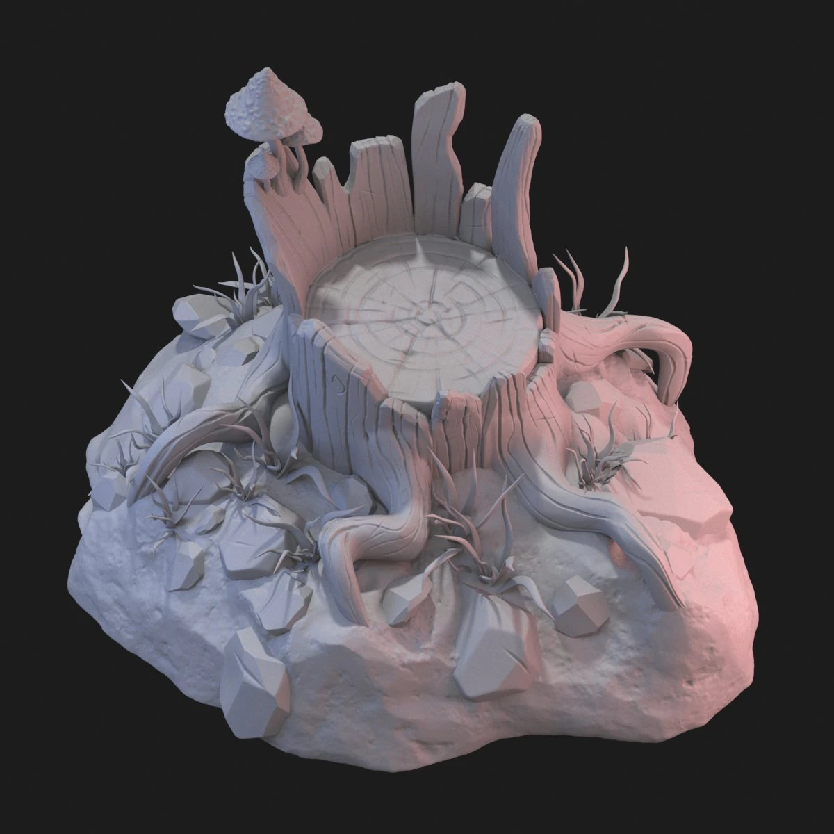 fantasy stump 3D Model .c4d .max .obj .3ds .fbx .stl .blend 