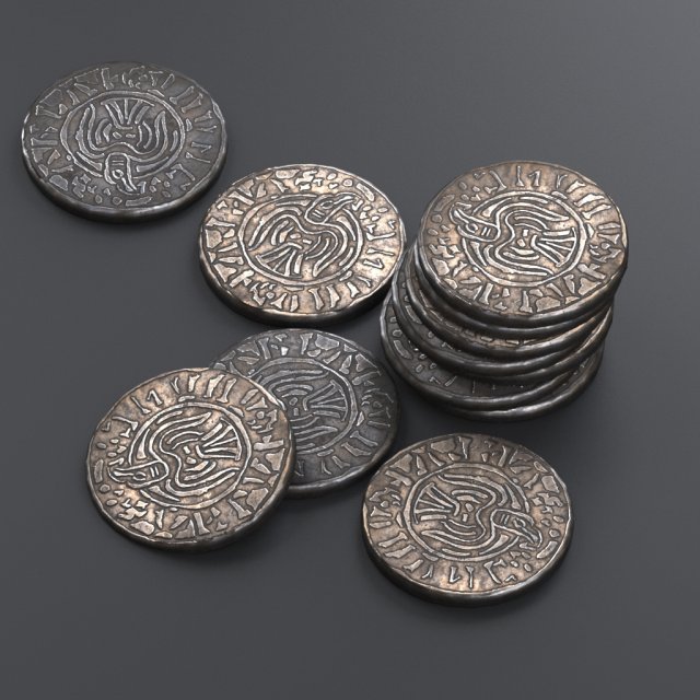 viking coin Model 3D .c4d .max .obj .3ds .fbx .stl .blend 