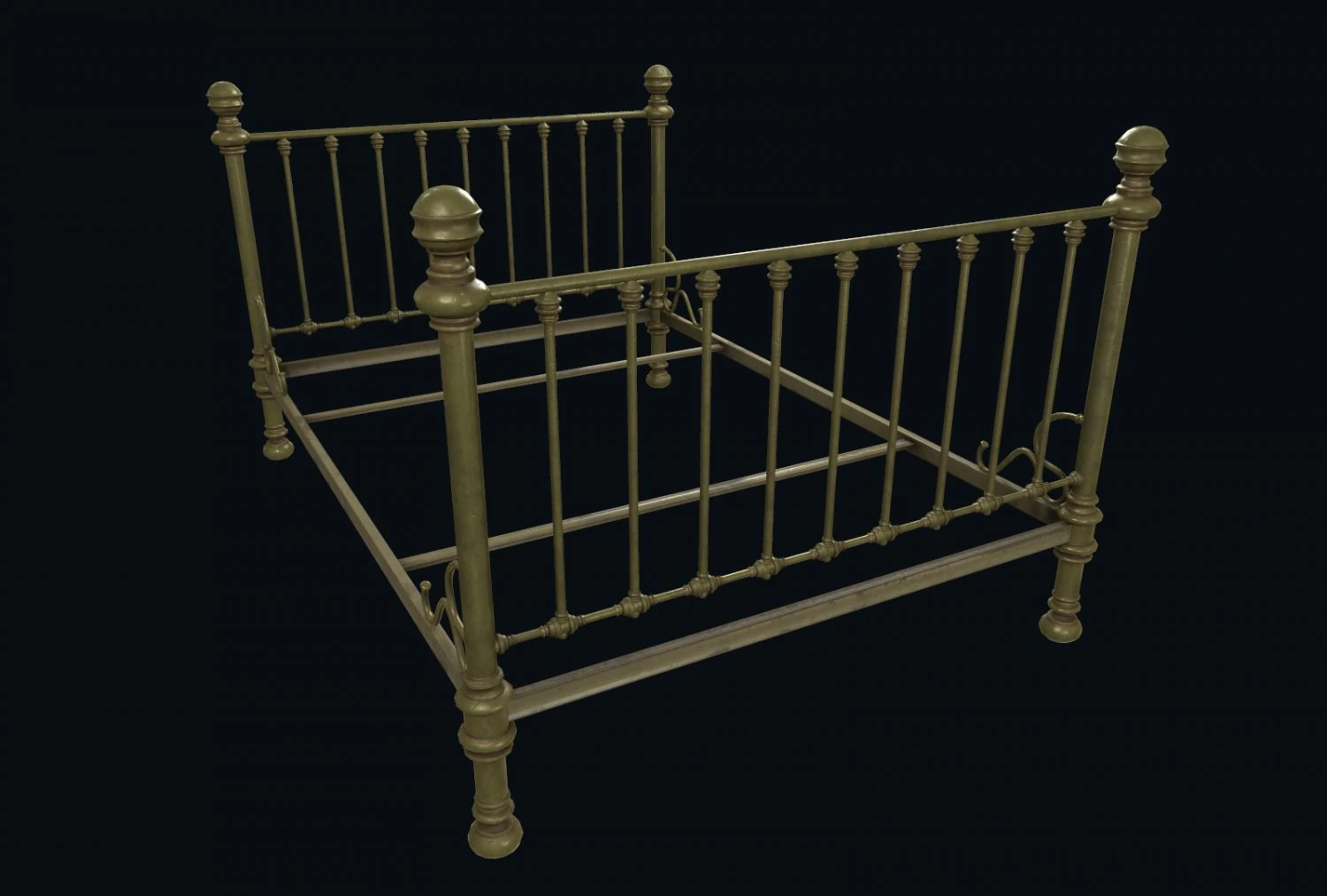 old bed 3D Model .c4d .max .obj .3ds .fbx .stl .blend