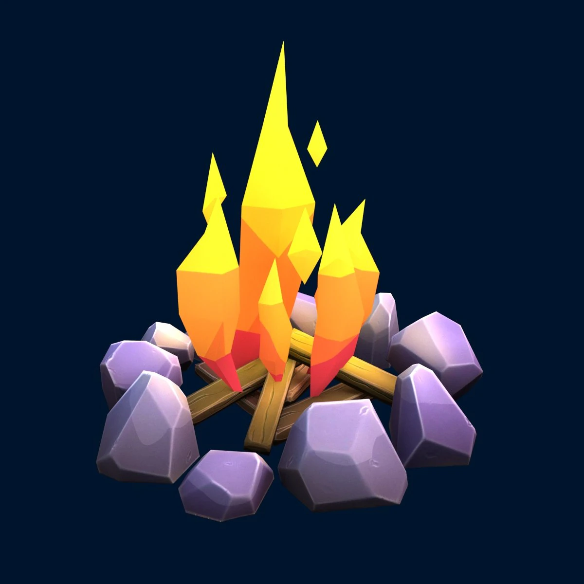 stylized bonfire 3D Model .c4d .max .obj .3ds .fbx .stl .blend 