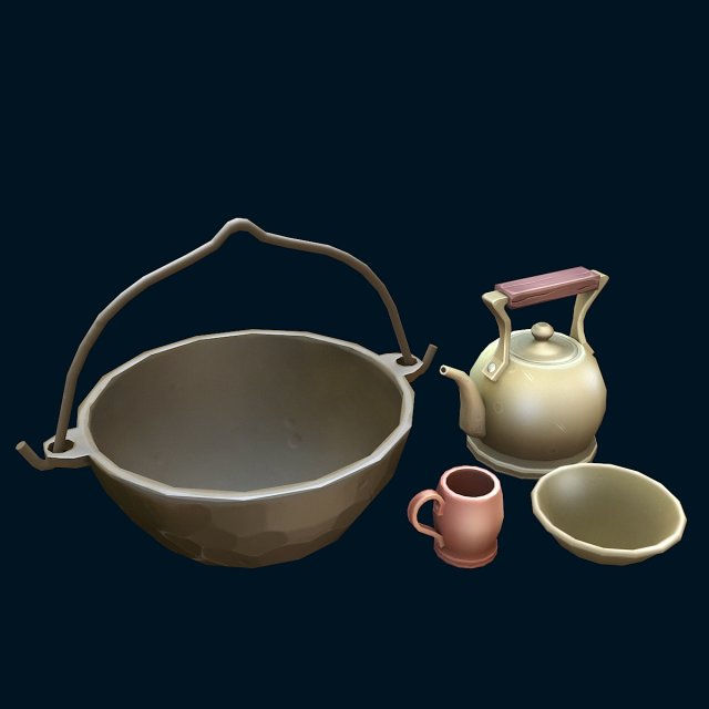 stylized dishes 3Dモデル .c4d .max .obj .3ds .fbx .stl .blend 