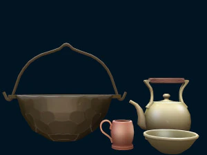 стилизованные блюда 3D Модель