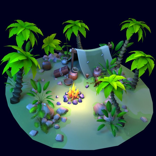 stylized set 3D 모델 .c4d .max .obj .3ds .fbx .stl .blend 