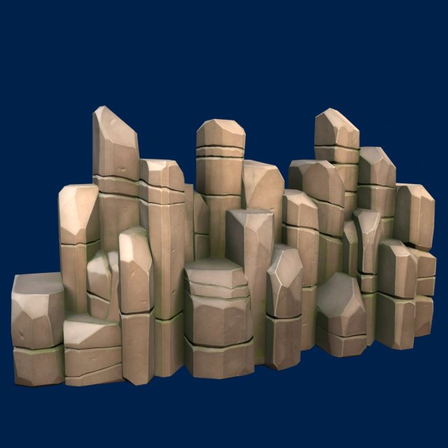 stylized stone moss Modello 3D .c4d .max .obj .3ds .fbx .stl .blend 