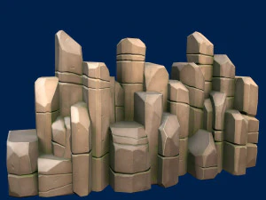 stylized stone moss 3D Model