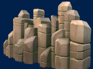 stylized stone moss 3D Model
