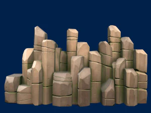 stylized stone moss 3D Model