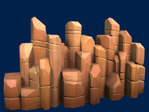 stylized stone yellow 3D Model
