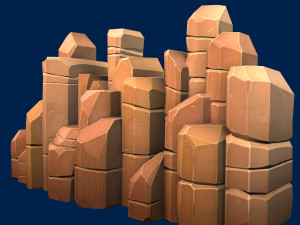 stylized stone yellow 3D Model