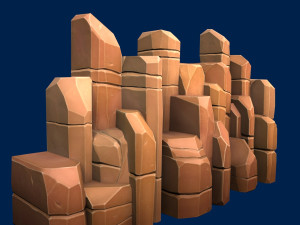 stylized stone yellow 3D Model