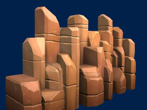 stylized stone yellow 3D Model