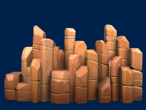 stylized stone yellow 3D Model