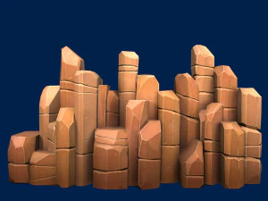 stylized stone yellow 3D Model