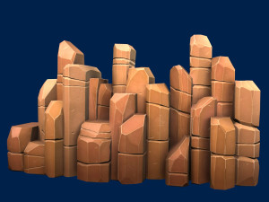 stylized stone yellow 3D Model