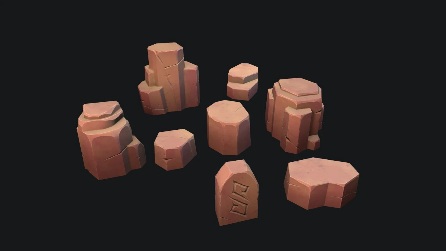 stylized desert stone 3D Model .c4d .max .obj .3ds .fbx .stl .blend 