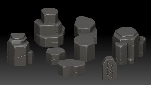 stylized stone desert 3D Model .c4d .max .obj .3ds .fbx .stl .blend