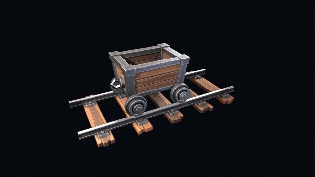 stylized trolley and rails 3D 模型 .c4d .max .obj .3ds .fbx .stl .blend 