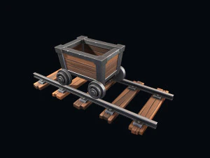 stylized trolley and rails 3D Model