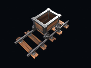 stylized trolley and rails 3D 模型