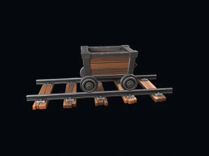 stylized trolley and rails 3D Model