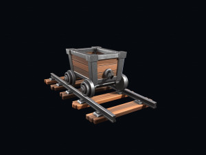 stylized trolley and rails 3D 模型