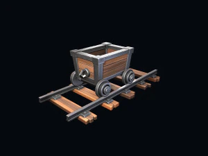 stylized trolley and rails 3D Model