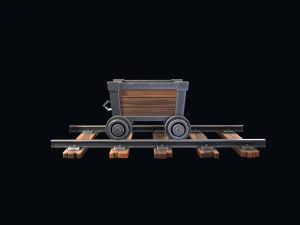 stylized trolley and rails 3D Model