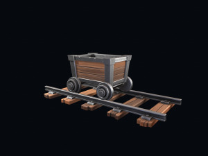 stylized trolley and rails 3D 模型