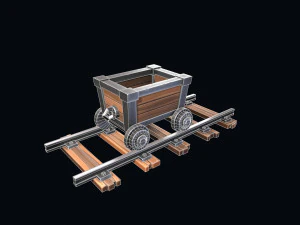 stylized trolley and rails 3D Model